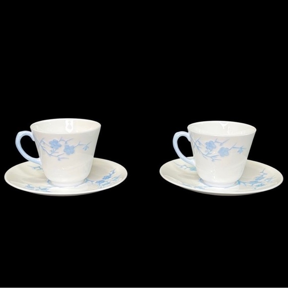 SPODE Antique Bone China Cups And Saucers Geisha Light Blue Blanche de Chine - Picture 4 of 13